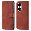 For Huawei P50 Pro AZNS Skin Feel Calf Texture Horizontal Flip Leather Case with Card Slots & Holder & Wallet(Brown)