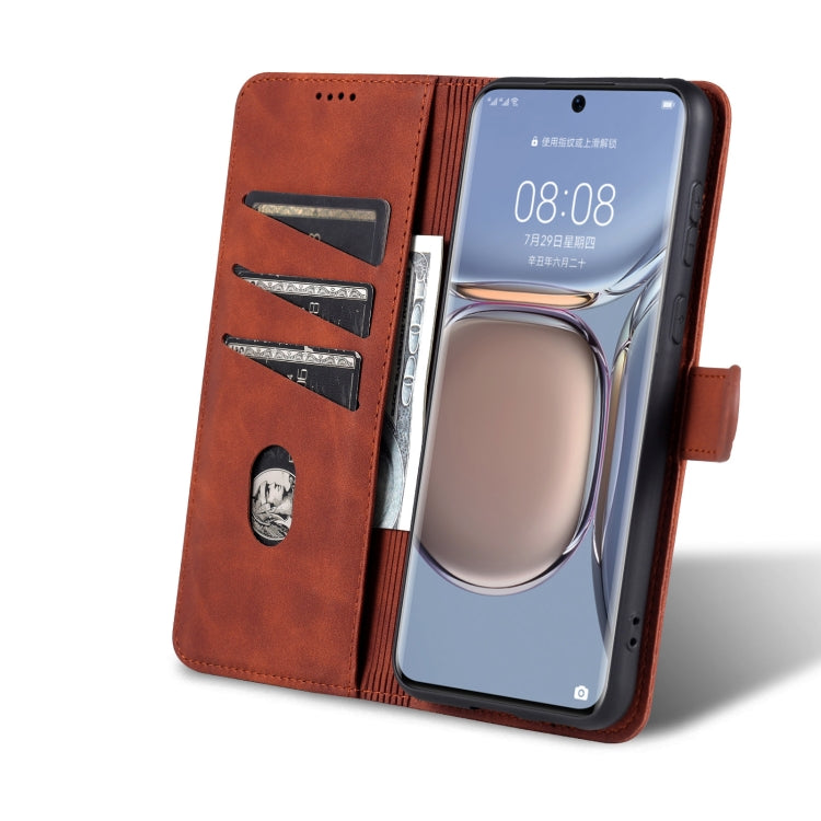 For Huawei P50 Pro AZNS Skin Feel Calf Texture Horizontal Flip Leather Case with Card Slots & Holder & Wallet(Brown)