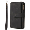 For Samsung Galaxy A02 EU Version Skin Feel PU + TPU Horizontal Flip Leather Case with Holder & 15 Cards Slot & Wallet & Zipper Pocket & Lanyard(Black)