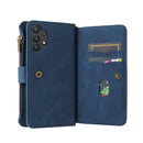 For Samsung Galaxy A32 5G Skin Feel PU + TPU Horizontal Flip Leather Case with Holder & 15 Cards Slot & Wallet & Zipper Pocket & Lanyard(Blue)