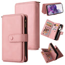 For Samsung Galaxy S20 Skin Feel PU + TPU Horizontal Flip Leather Case with Holder & 15 Cards Slot & Wallet & Zipper Pocket & Lanyard(Pink)