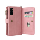 For Samsung Galaxy S20 Skin Feel PU + TPU Horizontal Flip Leather Case with Holder & 15 Cards Slot & Wallet & Zipper Pocket & Lanyard(Pink)