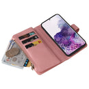 For Samsung Galaxy S20 Skin Feel PU + TPU Horizontal Flip Leather Case with Holder & 15 Cards Slot & Wallet & Zipper Pocket & Lanyard(Pink)