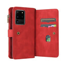 For Samsung Galaxy S20 Ultra Skin Feel PU + TPU Horizontal Flip Leather Case with Holder & 15 Cards Slot & Wallet & Zipper Pocket & Lanyard(Red)