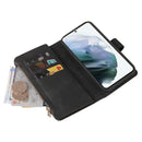 For Samsung Galaxy S21 5G Skin Feel PU + TPU Horizontal Flip Leather Case with Holder & 15 Cards Slot & Wallet & Zipper Pocket & Lanyard(Black)