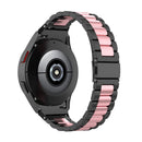 For Samsung Galaxy Watch4 / Watch4 Classic Three Strains Steel Watch Band(Black Pink)