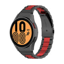 For Samsung Galaxy Watch4 / Watch4 Classic Three Strains Steel Watch Band(Black Red)