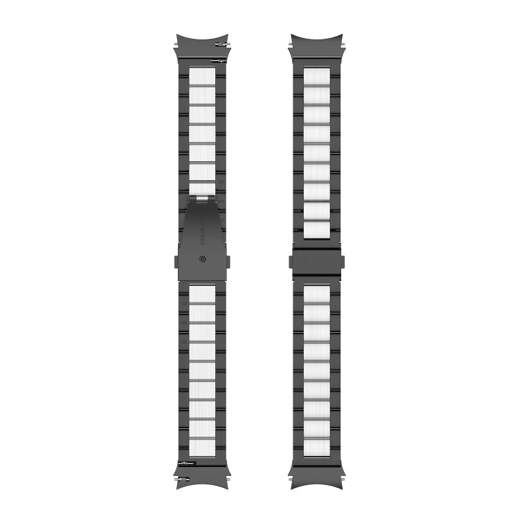 For Samsung Galaxy Watch4 / Watch4 Classic Three Strains Steel Watch Band(Black Silver)