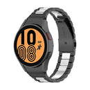 For Samsung Galaxy Watch4 / Watch4 Classic Three Strains Steel Watch Band(Black Silver)