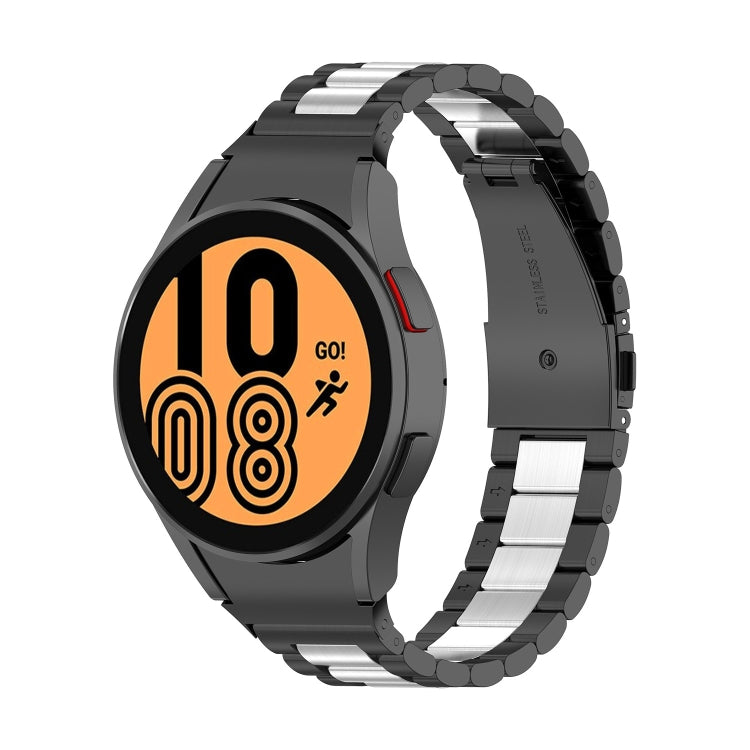 For Samsung Galaxy Watch4 / Watch4 Classic Three Strains Steel Watch Band(Black Silver)