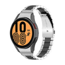 For Samsung Galaxy Watch4 / Watch4 Classic Three Strains Steel Watch Band(Silver Black)