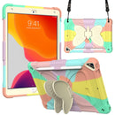 Beige PC + Silicone Anti-drop Protective Case with Butterfly Shape Holder & Pen Slot For iPad 10.2 2021 & 2020 & 2019 / Air 3 10.5 inch(Colorful Rose Gold)