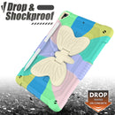 Beige PC + Silicone Anti-drop Protective Case with Butterfly Shape Holder & Pen Slot For iPad 10.2 2021 & 2020 & 2019 / Air 3 10.5 inch(Colorful Green)