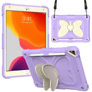 Beige PC + Silicone Anti-drop Protective Case with Butterfly Shape Holder & Pen Slot For iPad 10.2 2021 & 2020 & 2019 / Air 3 10.5 inch(Beige + Light Purple)