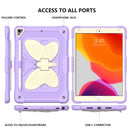 Beige PC + Silicone Anti-drop Protective Case with Butterfly Shape Holder & Pen Slot For iPad 10.2 2021 & 2020 & 2019 / Air 3 10.5 inch(Beige + Light Purple)