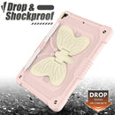 Beige PC + Silicone Anti-drop Protective Case with Butterfly Shape Holder & Pen Slot For iPad 10.2 2021 & 2020 & 2019 / Air 3 10.5 inch(Beige + Rose Pink)