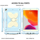 Beige PC + Silicone Anti-drop Protective Case with Butterfly Shape Holder & Pen Slot For iPad 10.2 2021 & 2020 & 2019 / Air 3 10.5 inch(Beige + Ice Crystal Blue)