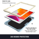 Beige PC + Silicone Anti-drop Protective Case with Butterfly Shape Holder & Pen Slot For iPad 10.2 2021 & 2020 & 2019 / Air 3 10.5 inch(Beige + Ice Crystal Blue)