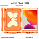 Beige PC + Silicone Anti-drop Protective Case with Butterfly Shape Holder & Pen Slot For iPad 10.2 2021 & 2020 & 2019 / Air 3 10.5 inch(Beige + Kumquat)