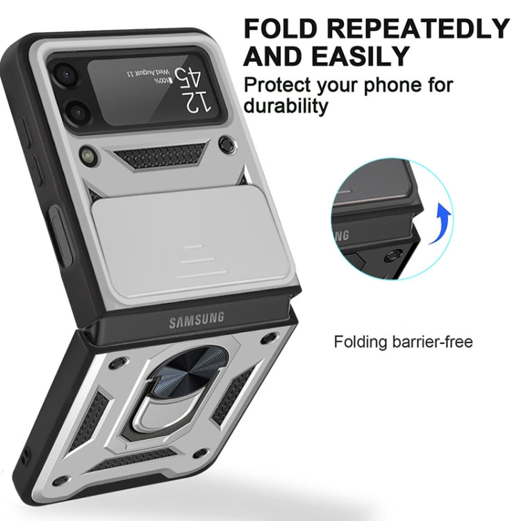 For Samsung Galaxy Z Flip3 5G Sliding Camera Cover Design TPU+PC Protective Case(Silver)