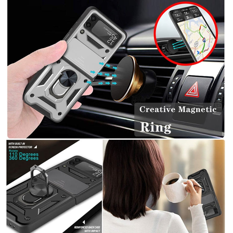 For Samsung Galaxy Z Flip3 5G Sliding Camera Cover Design TPU+PC Protective Case(Silver)