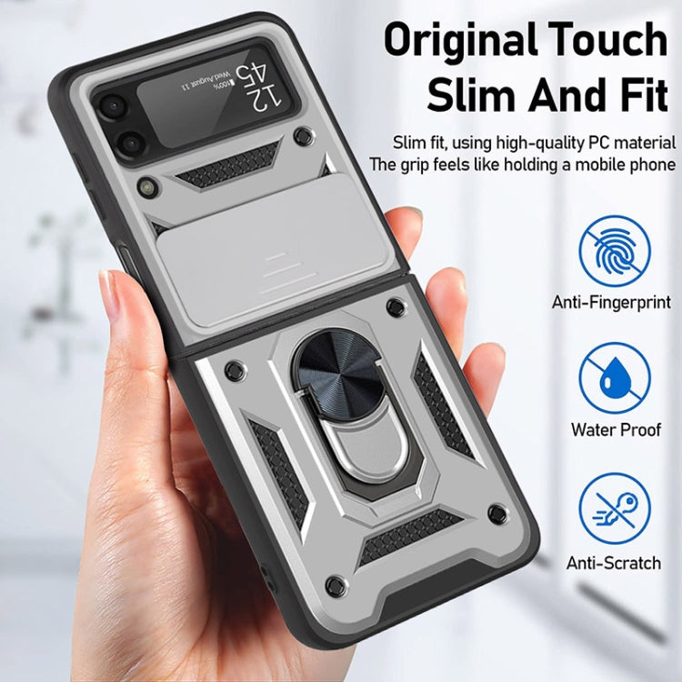 For Samsung Galaxy Z Flip3 5G Sliding Camera Cover Design TPU+PC Protective Case(Silver)
