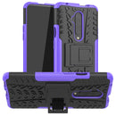 For OnePlus 7T Pro Tire Texture TPU+PC Shockproof Case, with Holder(Purple)