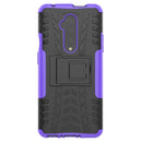 For OnePlus 7T Pro Tire Texture TPU+PC Shockproof Case, with Holder(Purple)