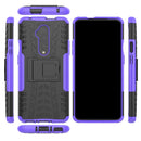 For OnePlus 7T Pro Tire Texture TPU+PC Shockproof Case, with Holder(Purple)