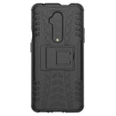 For OnePlus 7T Pro Tire Texture TPU+PC Shockproof Case, with Holder(Black)