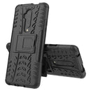 For OnePlus 7T Pro Tire Texture TPU+PC Shockproof Case, with Holder(Black)