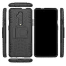 For OnePlus 7T Pro Tire Texture TPU+PC Shockproof Case, with Holder(Black)