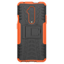 For OnePlus 7T Pro Tire Texture TPU+PC Shockproof Case, with Holder(Orange)