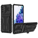 For Samsung Galaxy S20 FE Armor Card PC + TPU Shockproof Case with Card Slot & Invisible Holder(Black)