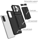 For Samsung Galaxy S20 FE Armor Card PC + TPU Shockproof Case with Card Slot & Invisible Holder(Black)