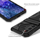 For Samsung Galaxy S20 FE Armor Card PC + TPU Shockproof Case with Card Slot & Invisible Holder(Black)