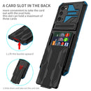 For Samsung Galaxy S20 FE Armor Card PC + TPU Shockproof Case with Card Slot & Invisible Holder(Blue)
