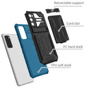 For Samsung Galaxy S20 FE Armor Card PC + TPU Shockproof Case with Card Slot & Invisible Holder(Blue)