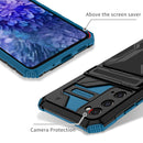 For Samsung Galaxy S20 FE Armor Card PC + TPU Shockproof Case with Card Slot & Invisible Holder(Blue)