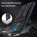 For Samsung Galaxy S20 FE Armor Card PC + TPU Shockproof Case with Card Slot & Invisible Holder(Blue)