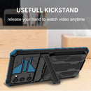 For Samsung Galaxy S20 FE Armor Card PC + TPU Shockproof Case with Card Slot & Invisible Holder(Blue)
