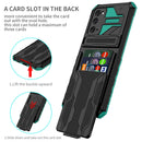 For Samsung Galaxy S20 FE Armor Card PC + TPU Shockproof Case with Card Slot & Invisible Holder(Dark Green)