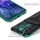 For Samsung Galaxy S20 FE Armor Card PC + TPU Shockproof Case with Card Slot & Invisible Holder(Dark Green)