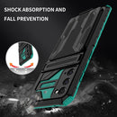 For Samsung Galaxy S20 FE Armor Card PC + TPU Shockproof Case with Card Slot & Invisible Holder(Dark Green)