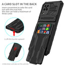 For Samsung Galaxy A12 5G Armor Card PC + TPU Shockproof Case with Card Slot & Invisible Holder(Black)