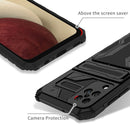 For Samsung Galaxy A12 5G Armor Card PC + TPU Shockproof Case with Card Slot & Invisible Holder(Black)
