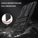 For Samsung Galaxy A12 5G Armor Card PC + TPU Shockproof Case with Card Slot & Invisible Holder(Black)