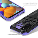 For Samsung Galaxy A21s Armor Card PC + TPU Shockproof Case with Card Slot & Invisible Holder(Purple)