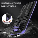 For Samsung Galaxy A21s Armor Card PC + TPU Shockproof Case with Card Slot & Invisible Holder(Purple)