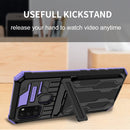For Samsung Galaxy A21s Armor Card PC + TPU Shockproof Case with Card Slot & Invisible Holder(Purple)